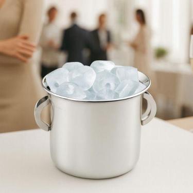 Imagem de Balde De Gelo Grande Inox 3,5 Litros Com Alças Champanheira Inox - Zan