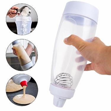 Imagem de Garrafa Dosadora para Massas Grande 1 Litro com Sistema Espremível Plástico Resistente para Panqueca Crepe Waffle Shake