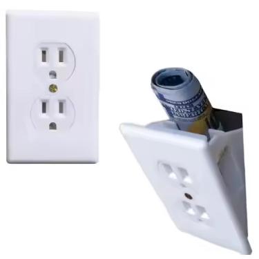 Imagem de Cofre Secreto Tomada Fake de Parede Embutir Camuflado Oculto Discreto para Armazenamento Dinheiro Joias Dolar