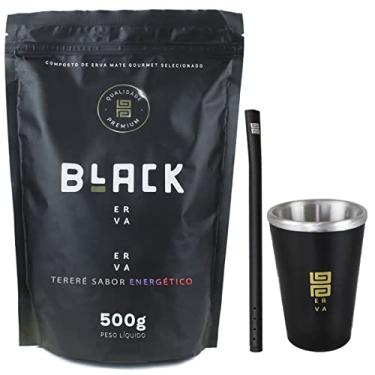 Imagem de KIT COPO CUIA TERMICO PRETO + BOMBA DE ALUMINIO COM ROSCA + TERERE 500G BLACK ERVA (Energético)