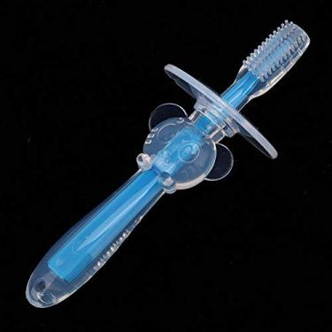 Imagem de Escova de dentes infantil, escovas de dentes, escova de dentes de silicone para bebês (azul)