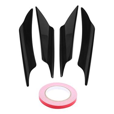 Imagem de 4 Pçs Universal ABS Fibra de Carbono Carroceria Dianteira Para-Choque Frontal, Para-Choque Dianteiro, Spoiler Lábio, Kit de Acabamento Canards com Fita Adesiva (Preto)