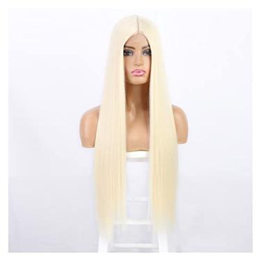 Imagem de Perucas femininas peruca sintética peruca longa reta para mulheres, perucas de cosplay laranja para mulheres, cabelo natural resistente ao calor, cabelo loiro cinza, perucas de cabelo humano (cor: WL9352-613, comprimento esticado: 71,12 cm)