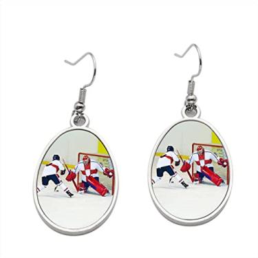 Imagem de Brinco de jogador de hóquei – Brincos pendentes para meninas – Presente de festa de aniversário dos namorados, Metal, Sem pedras preciosas