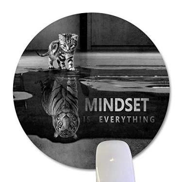 Imagem de Mouse pad Wknoon Stay Positive Work Hard and Make It Happen com citações inspiradoras, redondo, personalizado, citação motivacional, rústico, preto, arte antiga de madeira, branco circular, mouse pads, Mindset, 200mm x 200mm x 3mm