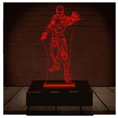 Imagem de Luminária Led Abajur  3D  Homem De Ferro Marvel Heroi 3 - Rb Criações
