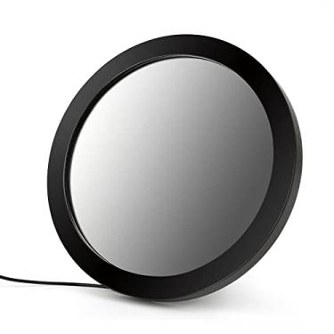 Imagem de Espelho de maquiagem 2 em 1 com luz LED USB de carregamento Espelho de maquiagem Espelho de cosmético multifuncional A moldura de madeira suporta a função de lâmpada noturna Padrão de lua Espelho Wood 20cm