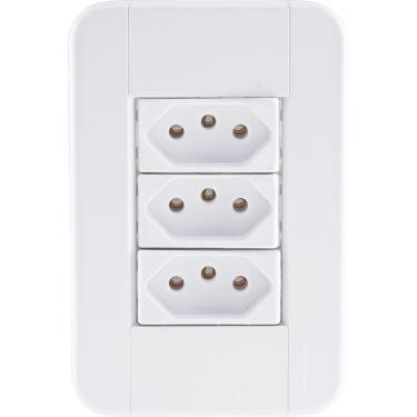 Imagem de Conjunto 4x2 com 3 Tomadas 2P+T 20 A 250 V Tramontina Tablet Branco Tramontina