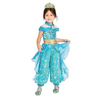 Imagem de Disney Fantasia de Jasmine para meninas – Aladdin, tamanho 3 verde