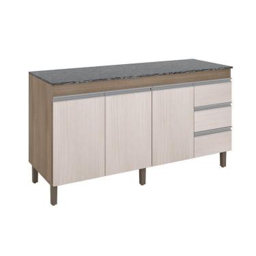 Imagem de Balcão 159cm 3 Portas 3 Gaveta Karen Malbec Avelã Peternella