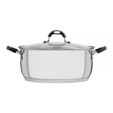 Imagem de Caçarola Rasa Tramontina Solar Silicone em Aço Inox com Fundo Triplo e Tampa de Vidro 30 cm 8,9 L Tramontina