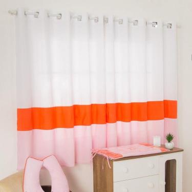 Imagem de Cortina Quarto De Bebê Raposinha Laranja Com Rosa