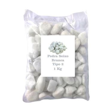 Imagem de Pedra Seixo Dolomita Branca 1Kg Tipo 2 Bruta