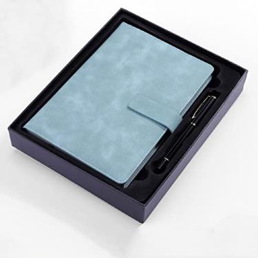 Imagem de A5 notebook engrossado bloco de notas trabalho super grosso diário de papelaria de escritório de negócios, A5 caixa de presente azul, 2 peças