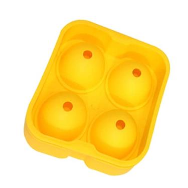 Imagem de Bandeja de cubo de gelo molde de cubo de gelo esférico molde de cubo de gelo uísque coquetel bola de gelo redonda bandeja de gelo para cozinha cor aleatória ferramenta de cozinha molde de cubo de gelo (cor: amarelo)