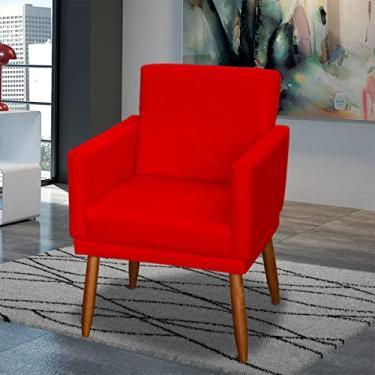 Imagem de Poltrona Decorativa Para Sala Beatriz Com Base Cadeira Reforçada Para Sala De Espera Consultório Escritório Recepção Manicure Sala De Estar Suede Cores Pé Castanho - Clique & Decore (Vermelho)