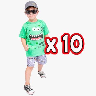 Imagem de Conjuntos De Menino 10 Blusas  + 10 Shorts Roupas Infantil - Cleomara