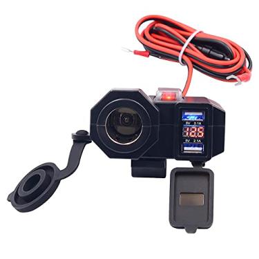 Imagem de Carregador de telefone para motocicleta voltímetro suporte de isqueiro à prova d'água duplo USB 4.2A acessórios universais para retrofit