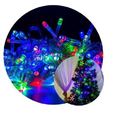 Imagem de Pisca-Pisca Colorido 200 Festa Natal Lâmpadas LED 127v 60hz Decoração Natalina Botão Ajuste Cores