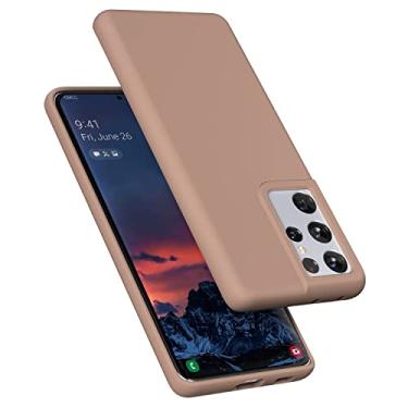 Imagem de E Segoi Capa projetada para Galaxy S21 Ultra, capa à prova de choque de borracha gel de silicone líquido, almofada de forro de pano de microfibra macia compatível com Galaxy S21 Ultra 5G de 6,8