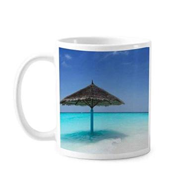 Imagem de Ocean Beach Green Tree Art Deco Presente Caneca de Cerâmica Copo de Porcelana de Café