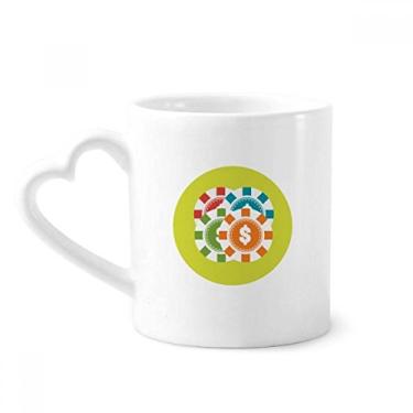 Imagem de Caneca com ilustração de desenho animado de cassino fichas caneca café cerâmica copo de coração de vidro