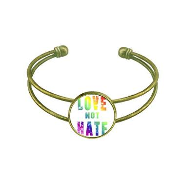 Imagem de Bracelete de bandeira lésbica gay arco-íris LGBT pulseira retrô com punho aberto, Metal, Na