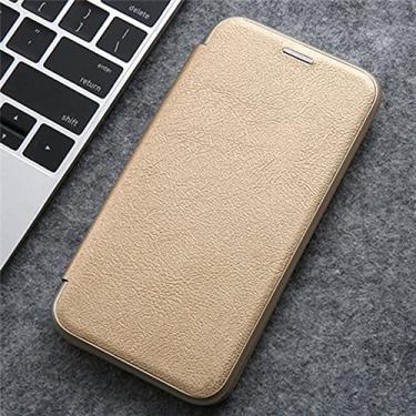 Imagem de Capa de couro de luxo para iPhone 14 13 12 Mini 11 Pro XS Max XR X 7 8 Plus SE 2020 2022 Carteira Slot para Cartão Magnético Capa Dourada para iPhone 11 Pro 5,8 polegadas