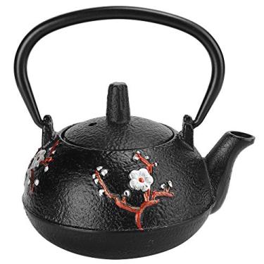 Imagem de Chaleira de chá, chaleira com infusor de chá de ferro fundido japonês não revestido, preto, 295 ml