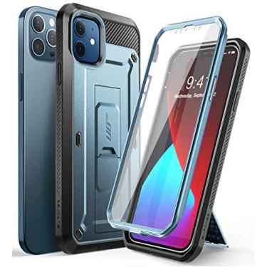 Imagem de SupCase Capa Unicorn Beetle Pro Series para iPhone 12 / iPhone 12 Pro (versão 2020) 6,1 polegadas, protetor de tela integrado capa coldre robusta de corpo inteiro (Cerulean)