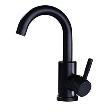 Imagem de Torneira de lavatório de banheiro de níquel preto 304 torneira misturadora de lavagem quente e fria de aço inoxidável 360 torneiras de pia com alça única, B1