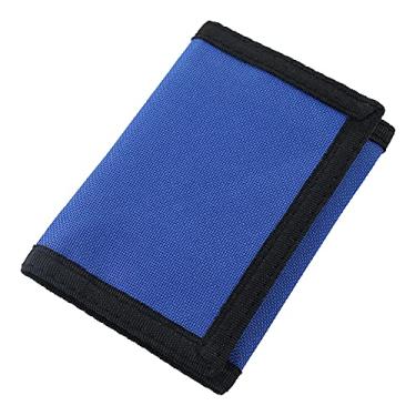 Imagem de Carteira de lona com bloqueio de RFID para homens e mulheres – Carteiras camufladas para esportes ao ar livre com adesivo mágico para crianças adolescentes, Azul marinho, Casual