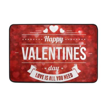 Imagem de Capacho My Daily Happy Valentine's Day Red Hearts 40 x 60 cm, sala de estar, quarto, cozinha, banheiro, tapete impresso de espuma leve