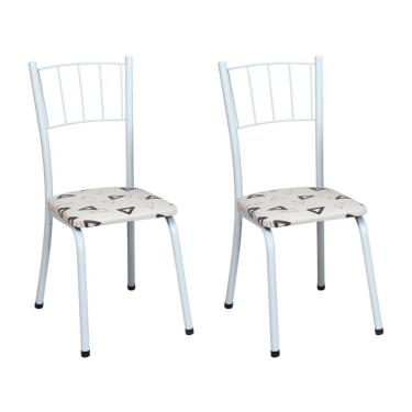 Imagem de Conjunto com 2 Cadeiras Michele Branco e Estampado
