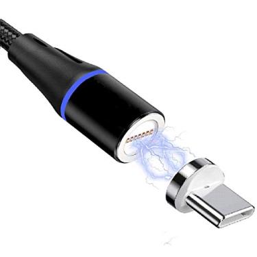 Imagem de Cabo Magnético Turbo 5A (TIPO C) Carga rápida e transferência de dados Cabo de carregamento rápido trançado em nylon 1 Metro (PRETO)