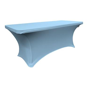 Imagem de LA Linen Toalha de mesa de elastano para uma mesa retangular de 1,8 m, 1,82 x 76 x 76 cm, azul claro