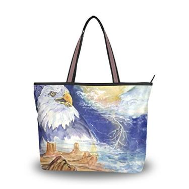 Imagem de Bolsa de ombro My Daily Women com pintura de águia sob tempestade grande, Multi, Medium