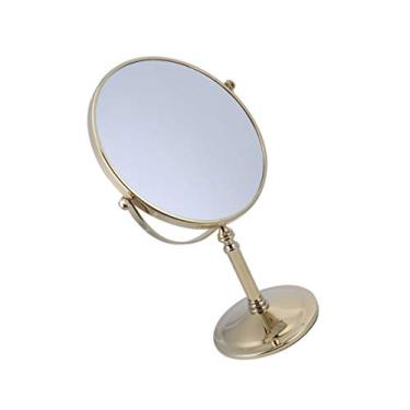 Imagem de Beaupretty Espelho de maquiagem para mesa, espelho de maquiagem de dois lados com ampliação (ampliação de 20 cm, 3 vezes dourada)