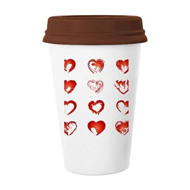Imagem de Caneca vermelha para desenho de corações do Dia dos Namorados Copo de cerâmica Copo de café