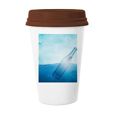 Imagem de Garrafa de vidro do oceano, caneca de vidro ciência natureza, copo de cerâmica