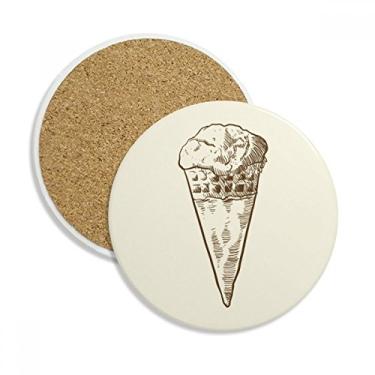 Imagem de Esboço de sorvete doce ilustração copo copo copo de mesa pedra absorvente de proteção de mesa
