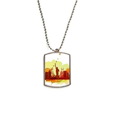 Imagem de DIYthinker USA America New York City Liberty Colar de aço inoxidável com pingente de placa de identificação para cães