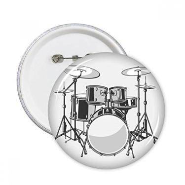 Imagem de Kit de bateria musical com ilustração energética de broches redondos emblema de botão para decoração de 5 peças