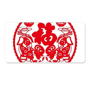 Imagem de DIYthinker Placa de carro de corte de papel de ano novo chinês, acessório de aço inoxidável para decoração de carro