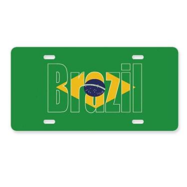 Imagem de DIYthinker Placa de licença com nome da bandeira do Brasil em aço inoxidável para decoração de carro