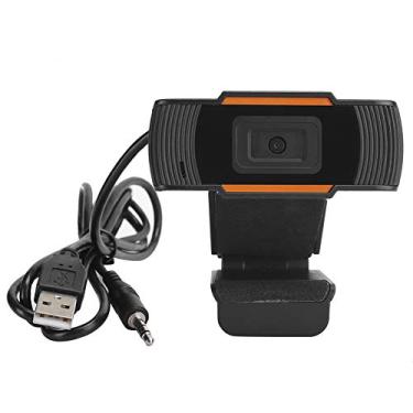 Imagem de Webcam, USB Microfone embutido Câmera HD 720 P Computador Notebook Acessório Claro Chamada de voz Foco automático Câmera PC(Black + Orange)