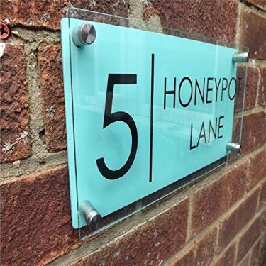 Imagem de Placas de números de casas modernas Placas de números de casas de acrílico transparente personalizado Placas de sinalização de casas com painéis de apoio e películas