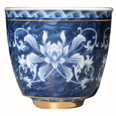 Imagem de PAYNAN 1 xícara de chá de porcelana chinesa Jingdezhen azul branca pequena tigela cerâmica xícara de café