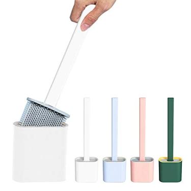 Imagem de Escova de vaso sanitário flexível de silicone com suporte, nova escova de limpeza para vaso sanitário antiderrapante, suporte de pé e escova de limpeza de parede de silicone escova