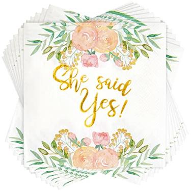 Imagem de Guardanapos de papel She Said Yes para chás de noiva (pacote com 50)